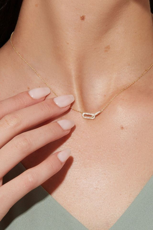 Fine diamond link necklace worn